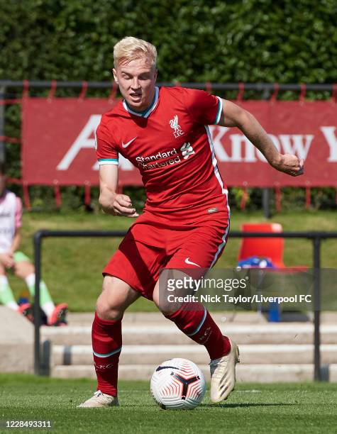 Luis Longstaff of Liverpool in action during the PL2 match at The Kirkby Academy on September 13, 2020 in Kirkby, England.