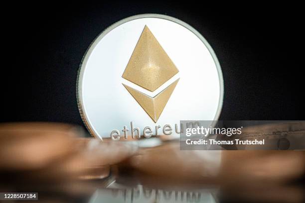Symbol photo on the topic ethereum - virtual currency. A ethereum coin stands on a table on September 14, 2020 in Berlin, Germany.