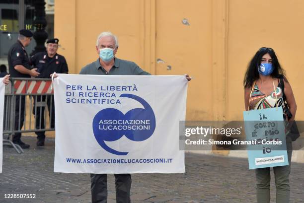 Luca Coscioni Association activists protest in front of Parliament to demand legal euthanasia, on September 14, 2020 in Rome, Italy. 7 years have...