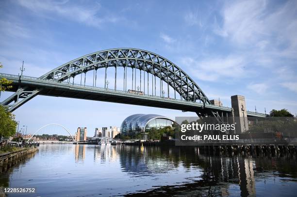 General view of the Tyne Bridge in Newcastle in north east of England on September 15, 2020. - The Tyne Bridge is a through arch bridge over the...