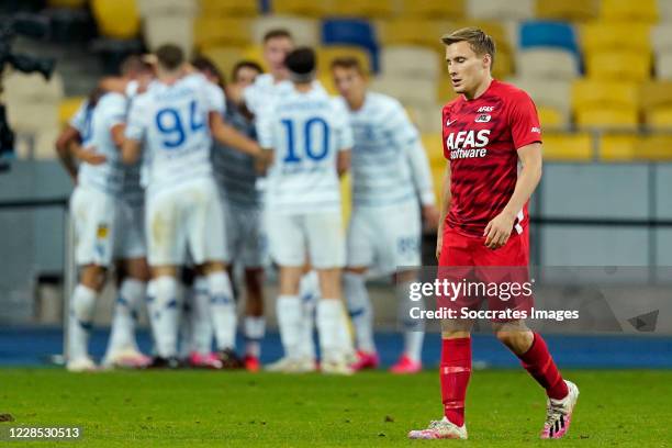 Fredrik Midtsjo of AZ Alkmaar during the UEFA Champions League match between Dinamo Kiev v AZ Alkmaar at the Valeri Lobanovskystadion on September...