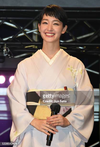 Actress Ayame Gouriki attends the opening ceremony of Short Shorts Film Festival & Asia 2020 at Meiji Jingu Kaikan on September 16, 2020 in Tokyo,...