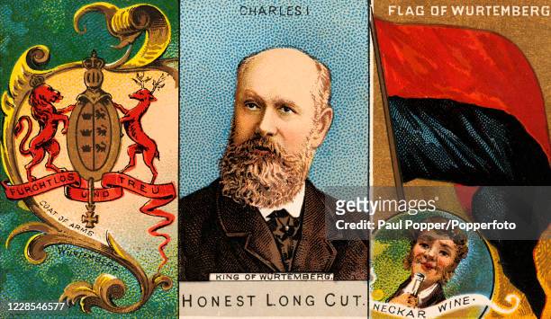 Vintage trade card advertising Honest Long Cut chewing tobacco, manufactured by W Duke Sons & Co, New York, and featuring an illustration of King...
