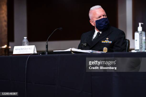 Admiral Brett Giroir, U.S. Assistant secretary for health, listens during a Senate Appropriations subcommittee hearing on Capitol Hill in Washington,...