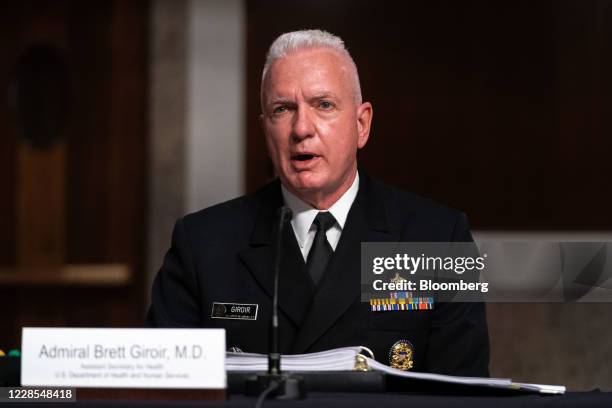 Admiral Brett Giroir, U.S. Assistant secretary for health, speaks during a Senate Appropriations subcommittee hearing on Capitol Hill in Washington,...