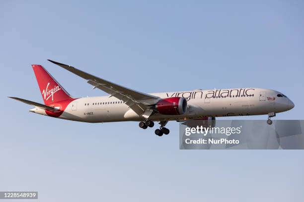 Virgin Atlantic Boeing 787 lands at London Heathrow Airport, England on Monday 14th September 2020.