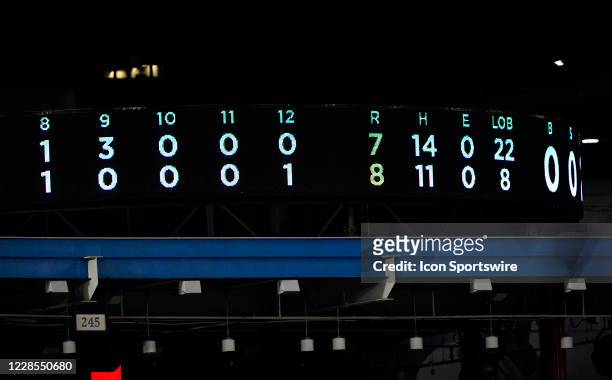 The longest game to date of the 2020 MLB season at 12 innings, 4 hours and 48 minutes, and 8 pitchers used by both teams, for 16 pitchers total...