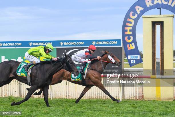 Encircle ridden by Jake Duffy wins the bet365 Odds Drift Protector BM64 Handicap at Echuca Racecourse on September 17, 2020 in Echuca, Australia.