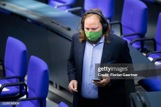 Anton Hofreiter, Parliamentary group co-leader of the German Greens Party , is pictured during the 176th meeting of the German Bundestag on September...