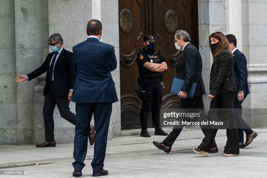 Catalan regional president Quim Torra arrives at the Supreme