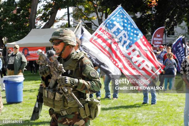 Supporters of the Second Amendment to the United States Constitution gather as they hold their annual march, for the right to bear arms, at the...