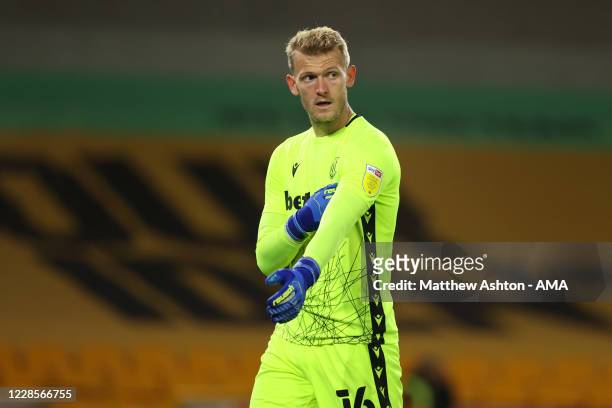 Adam Davies of Stoke City during the Carabao Cup Second Round match between Wolverhampton Wanderers and Stoke City at Molineux on September 17, 2020...