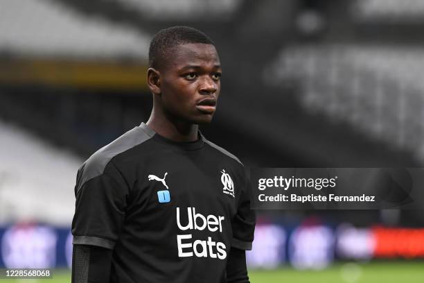 Simon NGAPANDOUETNBU of Marseille before the French Ligue 1 soccer match between Marseille and Saint Etienne at Stade Velodrome on September 17, 2020...