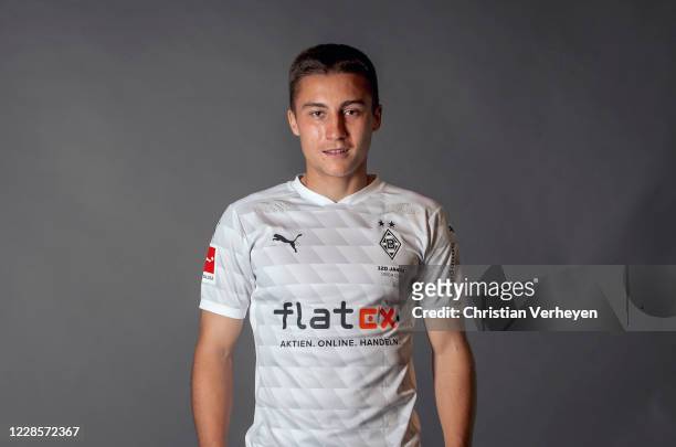 Rocco Reitz of Borussia Moenchengladbach poses during the team presentation at Borussia-Park on August 07, 2020 in Moenchengladbach, Germany.