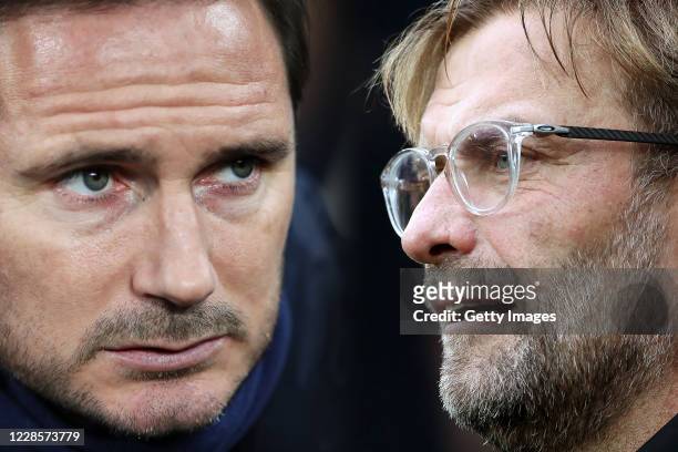 In this composite image a comparison has been made between Frank Lampard, Manager of Chelsea and Liverpool manager Jurgen Klopp. Chelsea and...