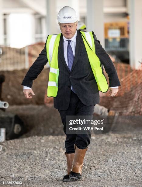 Prime Minister Boris Johnson visits the construction site of the new vaccines Manufacturing and Innovation Centre currently under construction on the...