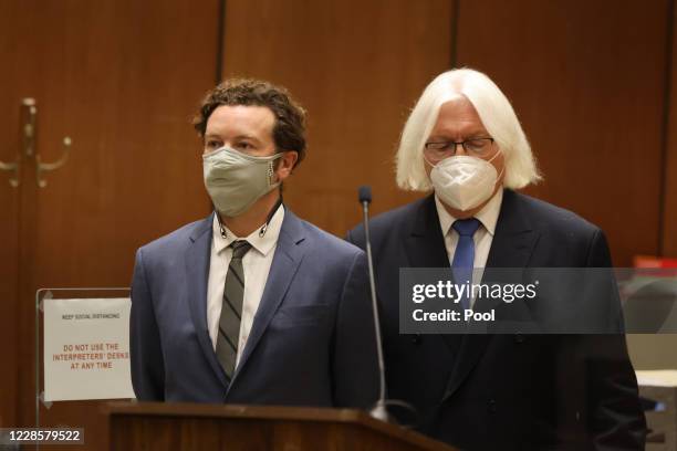 Actor Danny Masterson stands with his lawyer Thomas Mesereau as he is arraigned on rape charges at Clara Shortridge Foltz Criminal Justice Center on...