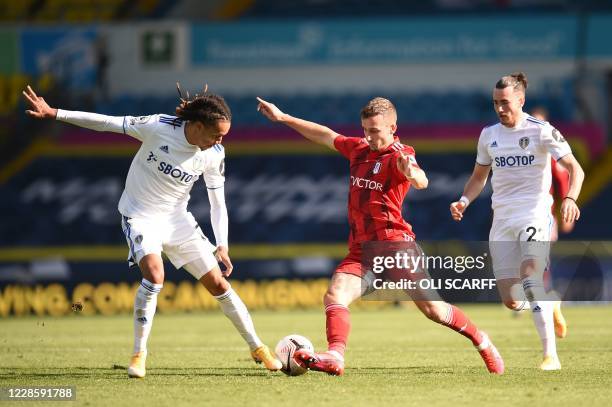 Leeds United's Portuguese midfielder Helder Costa vies with Fulham's English defender Joe Bryan during the English Premier League football match...