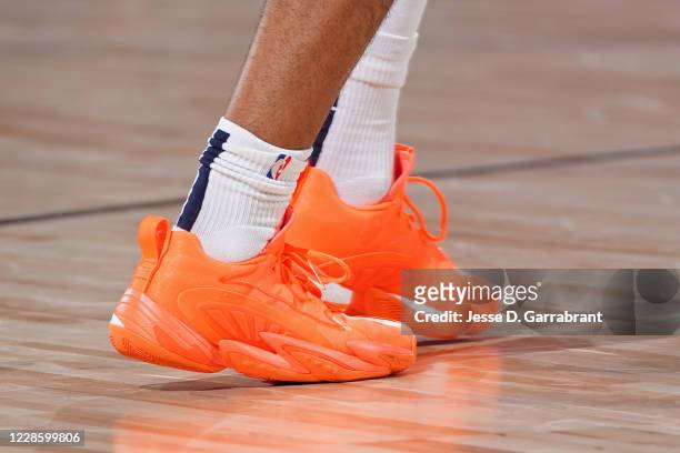 The sneakers worn by Jamal Murray of the Denver Nuggets during the game against the LA Clippers during Game Five of the Western Conference Semifinals...