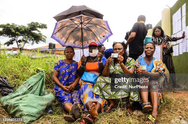 Women waiting for the election results after casting their votes in their polling unit, on September 19 , 2020. As voters gathered to polls in Edo...