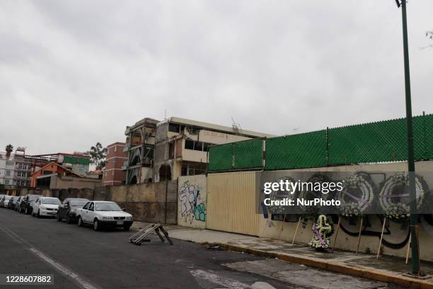 Exterior view of the Rébsamen School in Mexico City, where 21 minors died after the collapse of a building during the earthquake of September 19,...