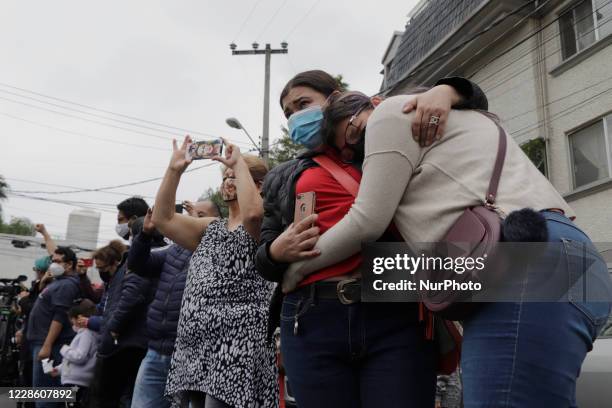 Relatives of the girls and boys who died at the Rébsamen School in Mexico City after a building collapsed during the earthquake of September 19 cry...