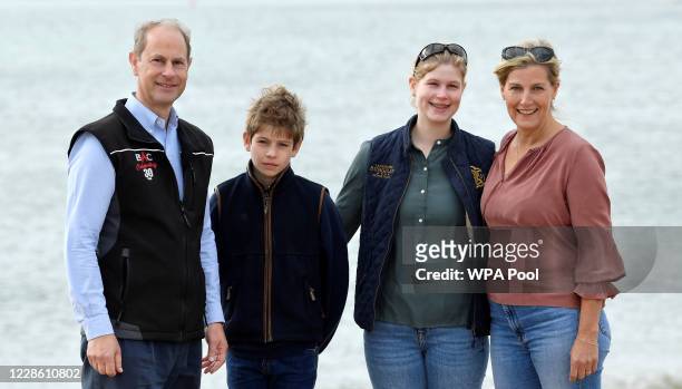 Britain's Prince Edward, Earl of Wessex and Sophie, Countess of Wessex pose with their children Lady Louise and James, Viscount Severn, as they take...