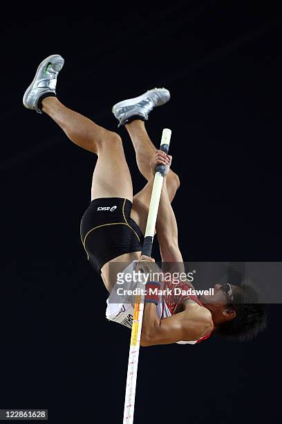 Daichi Sawano of Japan competes in the men's pole vault final uring day three of 13th IAAF World Athletics Championships at the Daegu Stadium on...