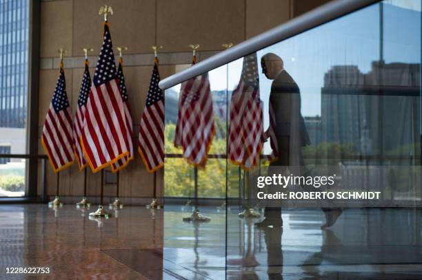 Democratic presidential nominee and former Vice President Joe Biden leaves after speaking at the National Constitution Center in Philadelphia,...