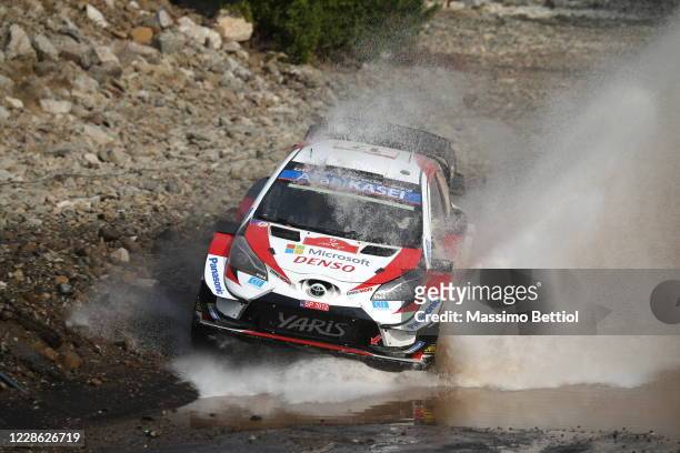Sebastien Ogier of France and Julien Ingrassia of France compete with their Toyota Gazoo Racing WRT Toyota Yaris WRC during Day Two of the FIA World...