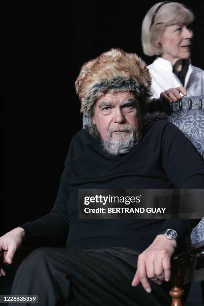 French actors Eleonor Hirt and Michael Lonsdale perform a scene of Irish writer Samuel Beckett's play "Catastrophe" directed by Michael Lonsdale 02...