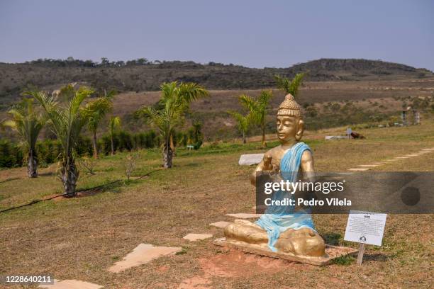 Statues of Buddha is seen in Sao Tome das Letras amidst the coronavirus pandemic on September 19, 2020 in Sao Tome das Letras, Brazil. Sao Tome das...