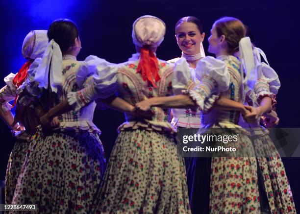 Dancers of the PULS group, the Dukla Ukrainian Song And Dance Ensemble, a professional folk group from Presov perform during the Rusinski Festival...