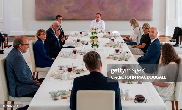 President of the German Teachers Association Heinz-Peter Meidinger, wife of the German President Elke Buedenbender, German President Frank-Walter...