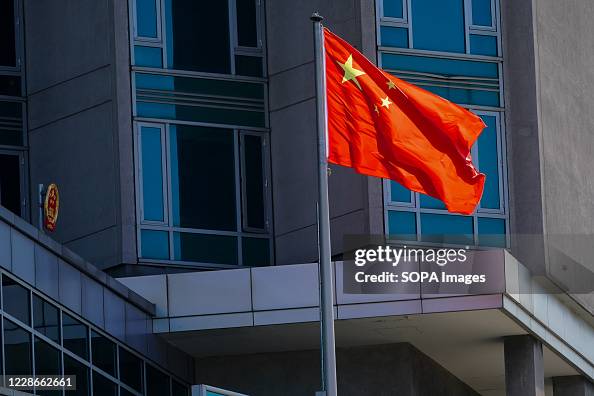 The Chinese flag flies outside the Chinese consulate The Chinese flag flies outside the Chinese consulate