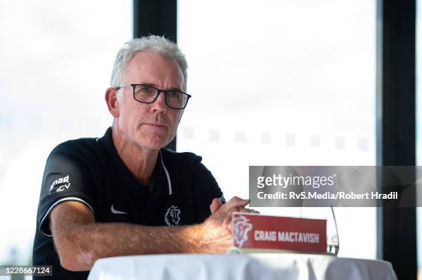 Head Coach Craig MacTavish of Lausanne HC looks on during a press conference at Hotel Royal Savoy on September 23, 2020 in Lausanne, Switzerland.