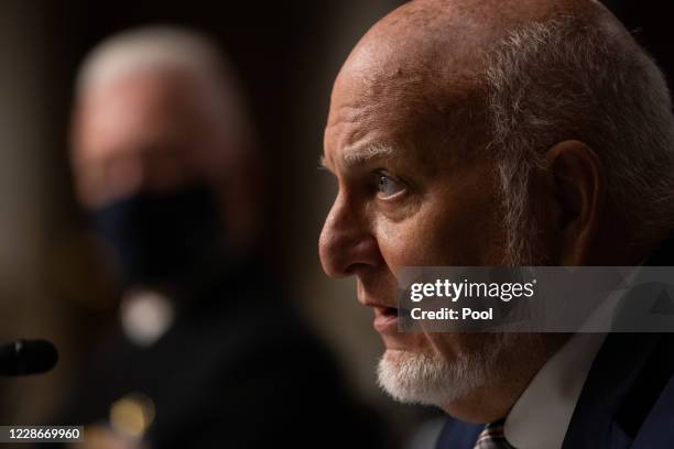 Director Robert Redfield testifies at a Senate Health, Education, and Labor and Pensions Committee on Capitol Hill, on September 23, 2020 in...
