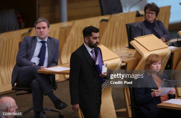 Scottish Justice Secretary Humza Yousaf attends a Ministerial Statement on the Hate Crime and Public Order Bill on September 23, 2020 in Edinburgh,...