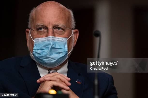 Centers for Disease Control and Prevention Commissioner Robert Redfield testifies at a hearing of the Senate Health, Education, Labor and Pensions...