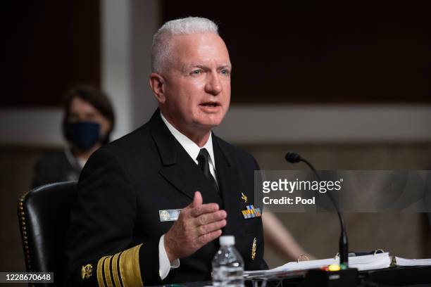 Assistant HHS Secretary for Health Brett Giroir testifies at a Senate Health, Education, and Labor and Pensions Committee on Capitol Hill, on...