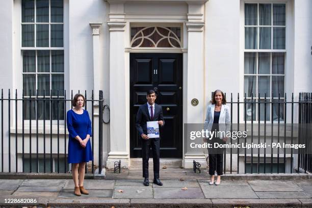 Chancellor of the Exchequer Rishi Sunak with Dame Carolyn Julie Fairbairn, Director General of the CBI, and Frances O'Grady, General Secretary of the...