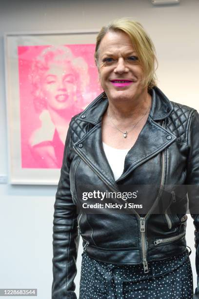 Eddie Izzard attends the "Icons" exhibition press view in conjunction with Art Hound Gallery at Riverside Studios on September 24, 2020 in London,...