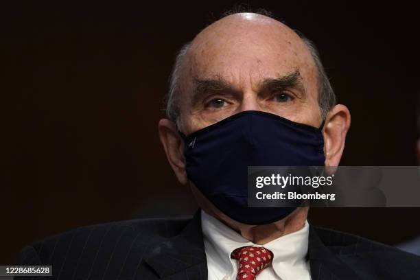 Elliott Abrams, special representative for Iran and Venezuela at the U.S. Department of State, listens during a Senate Foreign Relations Committee...