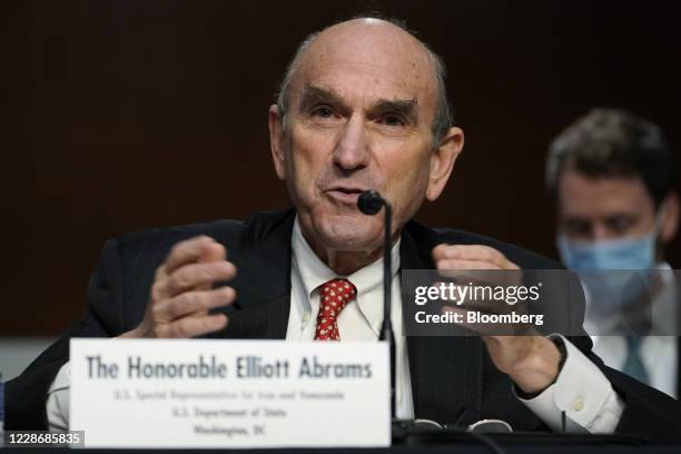 Elliott Abrams, special representative for Iran and Venezuela at the U.S. Department of State, speaks during a Senate Foreign Relations Committee...