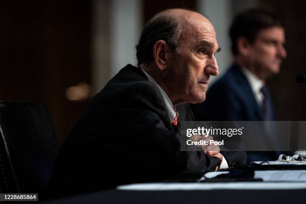 Elliot Abrams, special representative for Iran and Venezuela at the State Department, testifies during a Senate Committee on Foreign Relations...