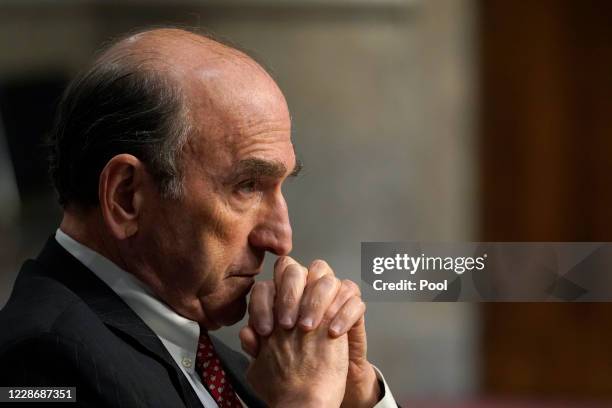 Special envoy for Iran and Venezuela Elliott Abrams testifies during a Senate Committee on Foreign Relations hearing on US Policy in the Middle East...