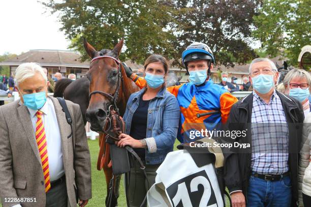 Johnny CHARRON ride SAINT ANJOU during the Prix du Chateau de Compiegne on September 24, 2020 in Compiegne, France.