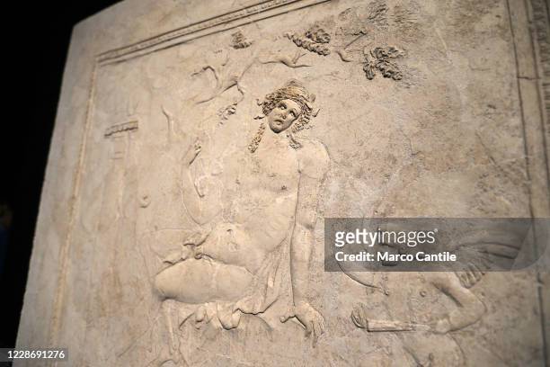 View of a Pompeian bas-relief inside the Libero D'Orsi Archaeological Museum, which has just been inaugurated.