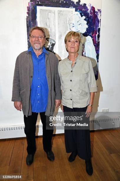 Juergen von der Lippe and his wife Anne Dohrenkamp during the "AENO Malerei und Fotografie - Anne Dohrenkamp and André Kowalski" exhibition opening...