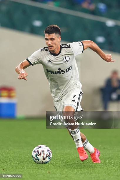 Bartosz Kapustka of Legia Warsaw controls the ball during Legia Warszawa v FK Drita Gnjinane: UEFA Europa League Third Qualifying Round at Marshal...